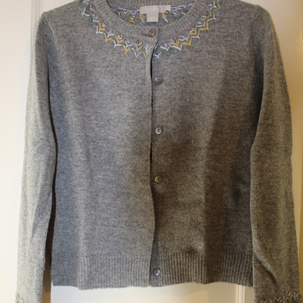 JCrew Embroidered Cardigan Sweater